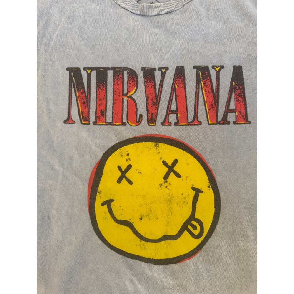 Nirvana Smiley Face T Shirt Vintage Wash Band Tee Graphic Grunge 90'sMens Size M - Picture 2 of 3